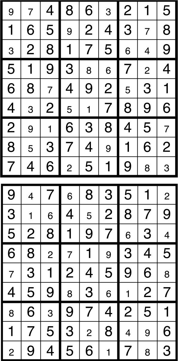 Solutions des sudokus du précédent numéro