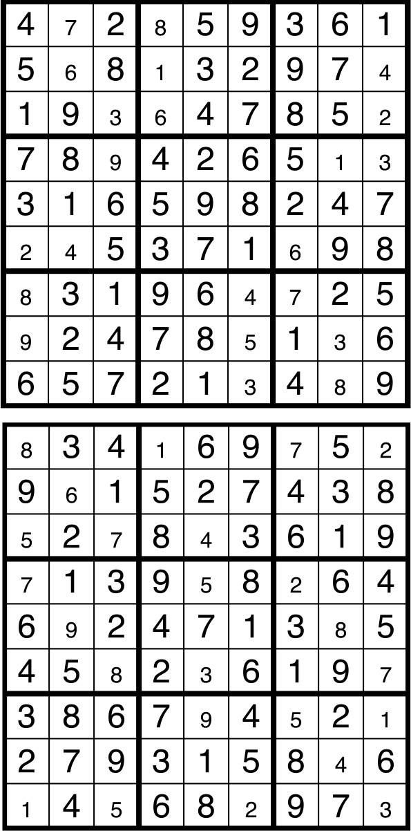 Solutions des sudokus du précédent numéro