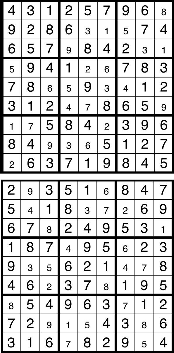 Solutions des sudokus du précédent numéro