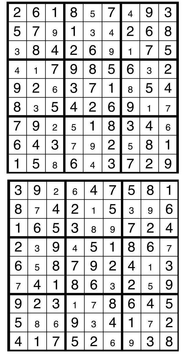 Solutions des sudokus du précédent numéro