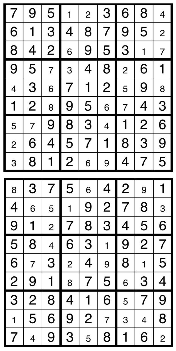 Solutions des sudokus du précédent numéro