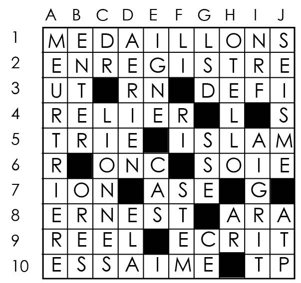 Solutions des mots croisés du précédent numéro