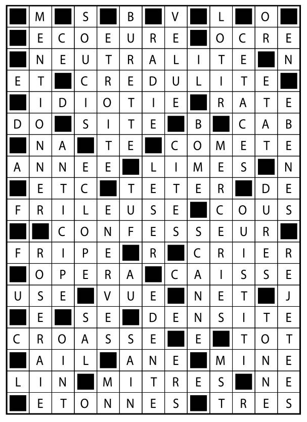 Solutions des mots fléchés du précédent numéro