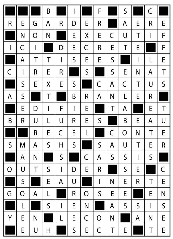 Solutions des mots fléchés du précédent numéro