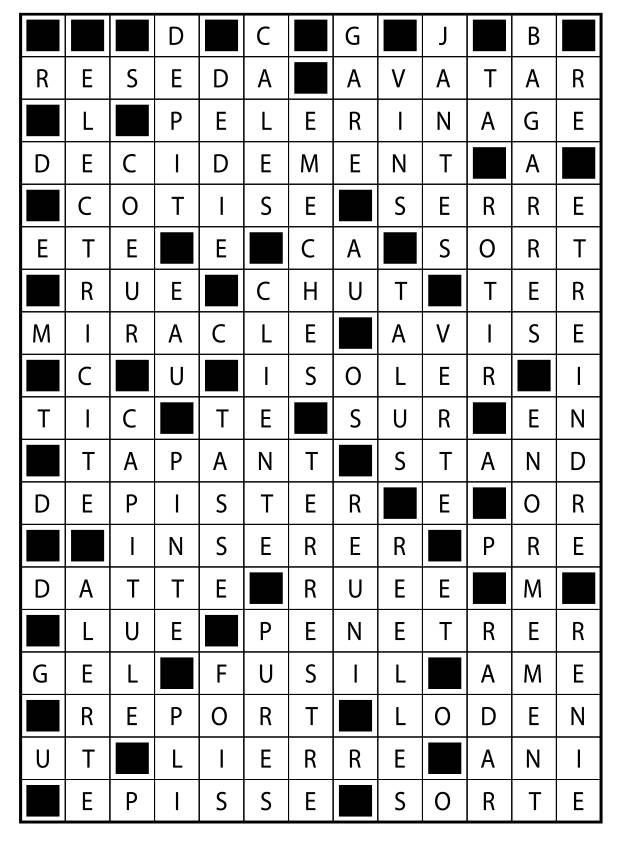 Solutions des mots fléchés du précédent numéro