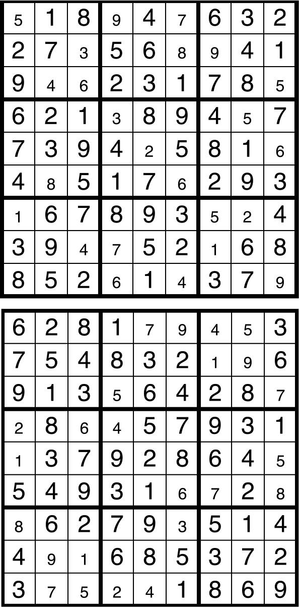 Solutions des sudokus du précédent numéro