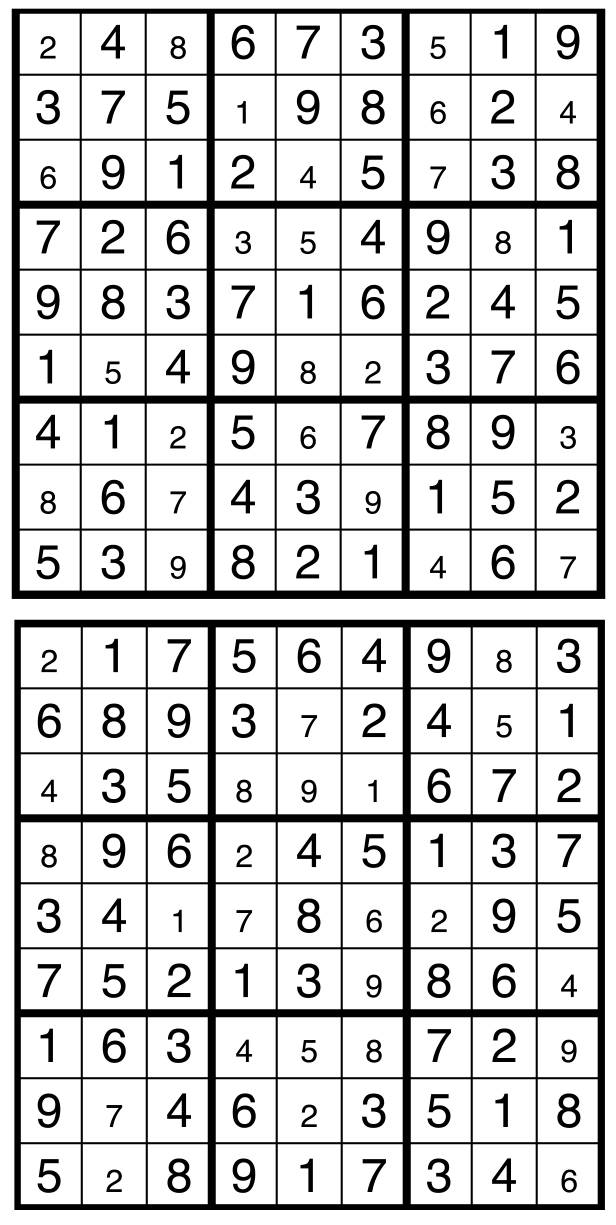 Solutions des sudokus du précédent numéro