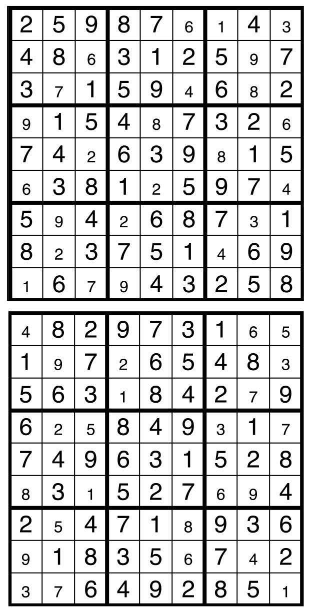 Solutions des sudokus du précédent numéro