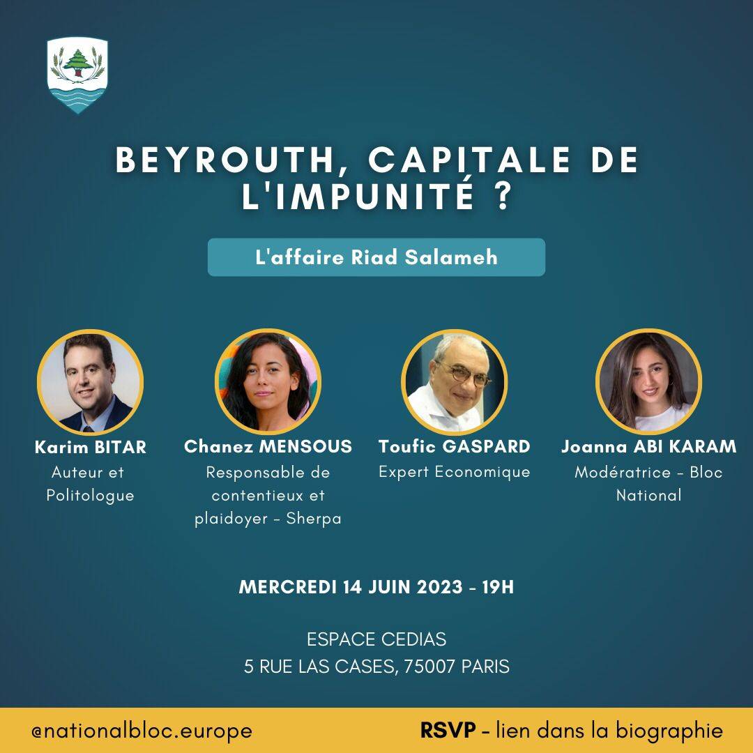 Conférence du BN-France le 14 juin :  « Beyrouth, capitale de l’impunité ? »