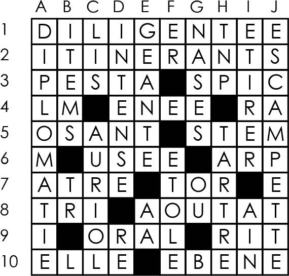 Solutions des mots croisés du précédent numéro