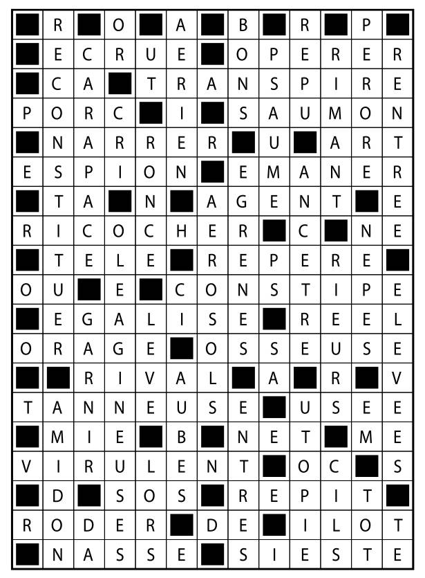 Solutions des mots fléchés du précédent numéro