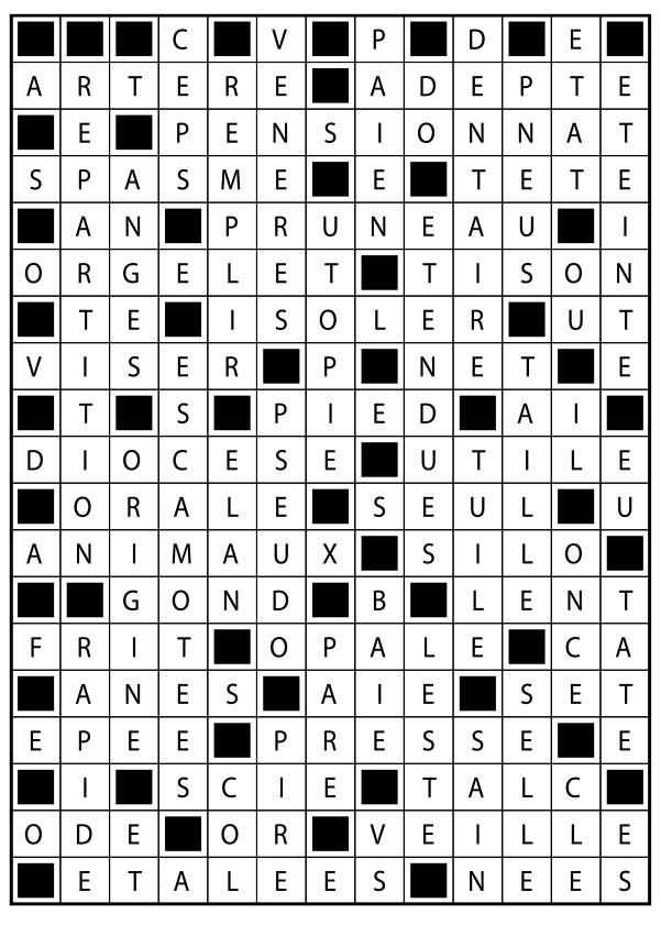 Solutions des mots fléchés du précédent numéro