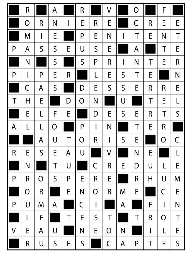Solutions des mots fléchés du précédent numéro