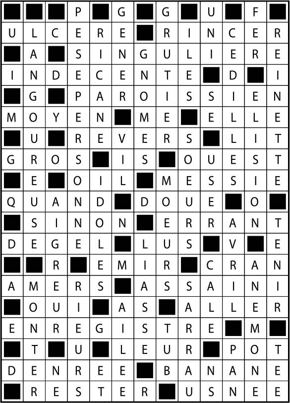 Solutions des mots fléchés du précédent numéro