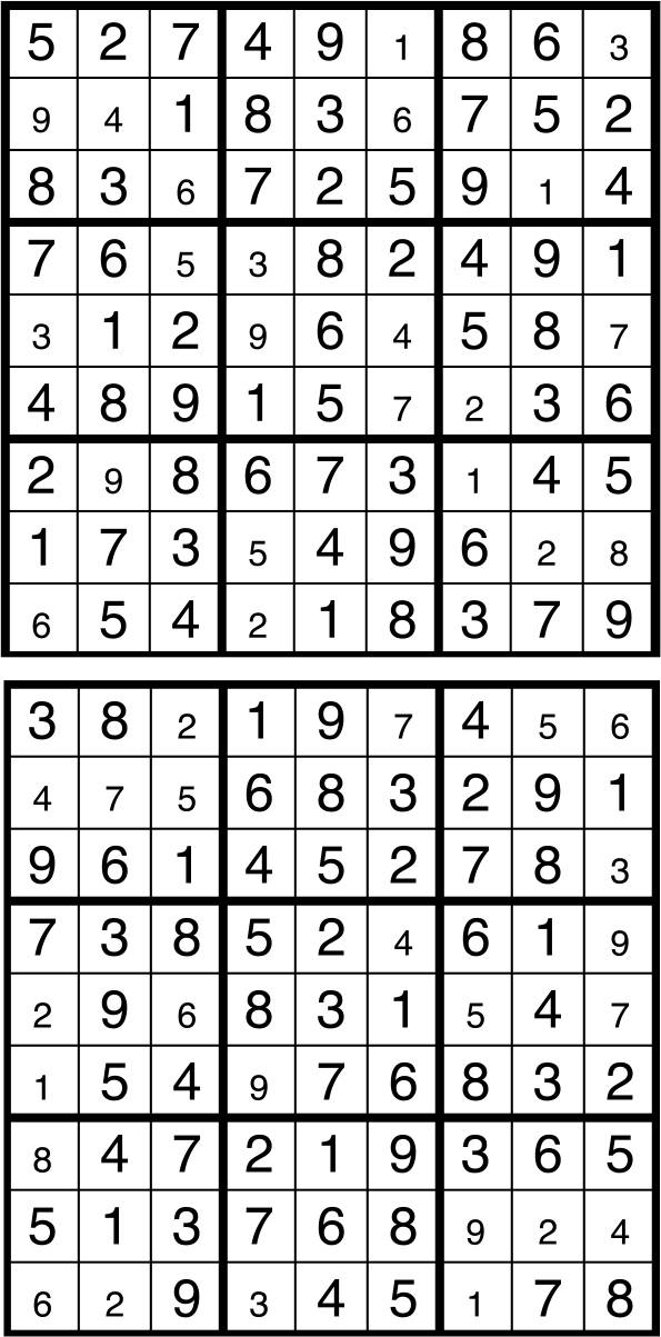 Solutions des sudokus du précédent numéro