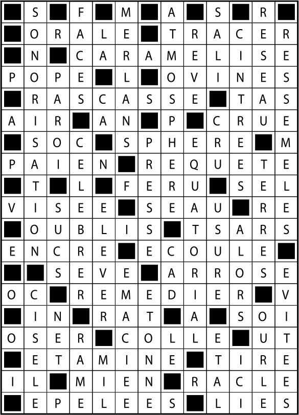 Solutions des mots fléchés du précédent numéro