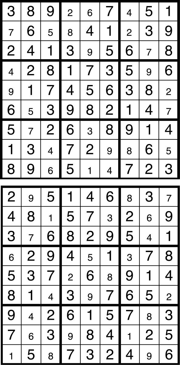 Solutions des sudokus du précédent numéro