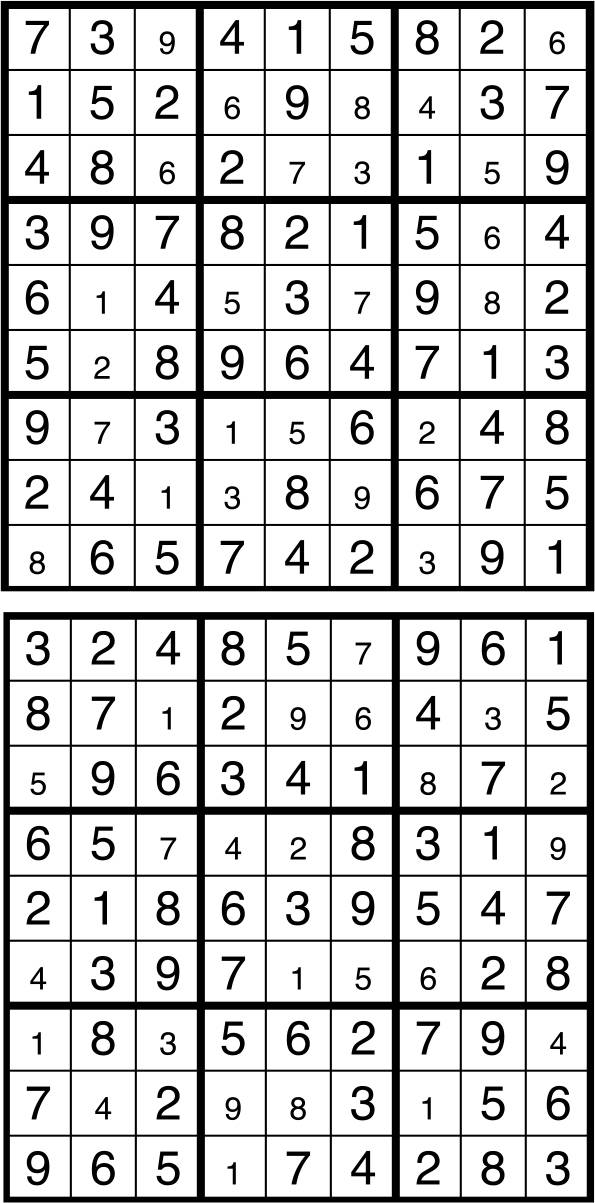 Solutions des sudokus du précédent numéro