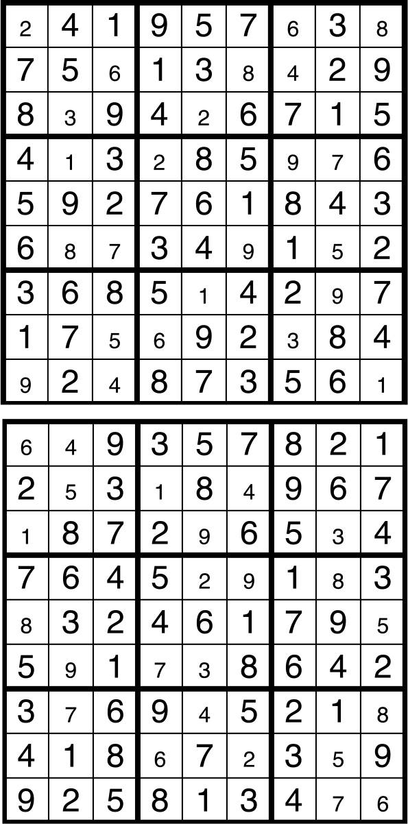 Solutions des sudokus du précédent numéro