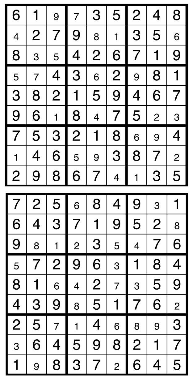 Solutions des sudokus du précédent numéro