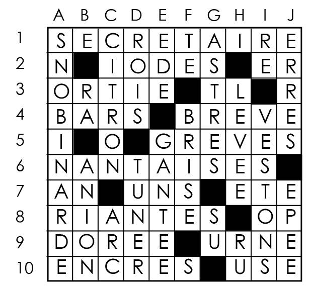Solutions des mots croisés du précédent numéro