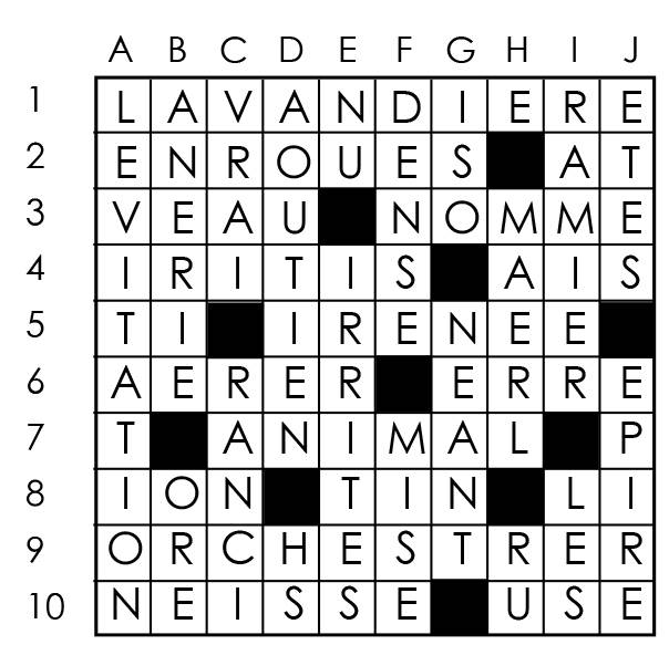 Solutions des mots croisés du précédent numéro