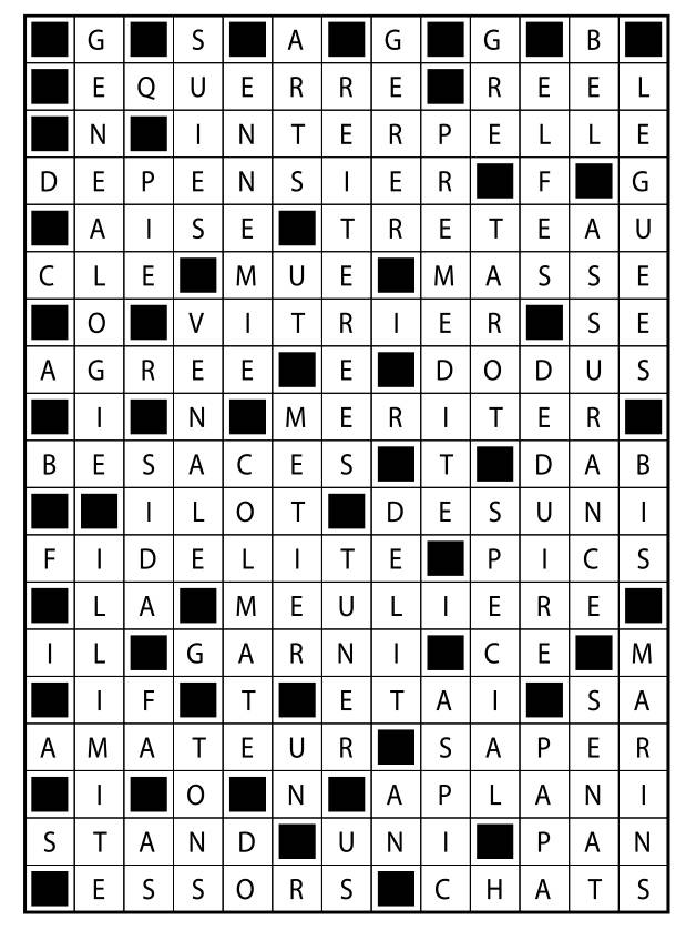 Solutions des mots fléchés du précédent numéro