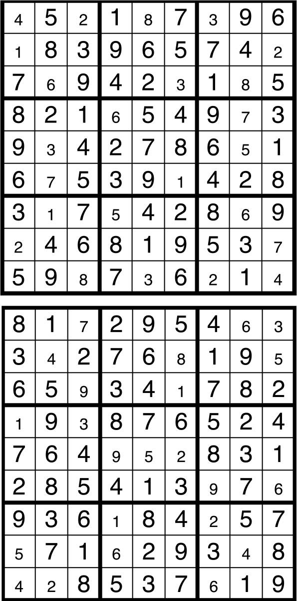 Solutions des sudokus du précédent numéro