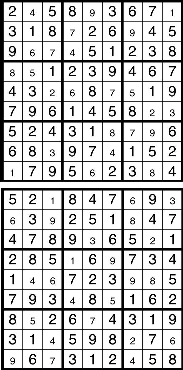 Solutions des sudokus du précédent numéro
