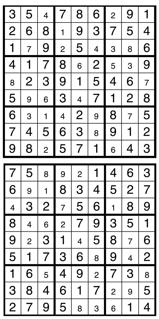 Solutions des sudokus du précédent numéro