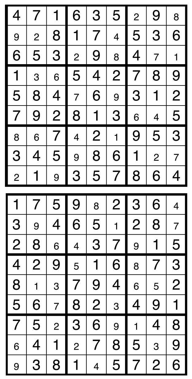 Solutions des sudokus du précédent numéro