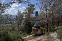Blue barrel that UNIFIL placed along the southern border. (Photo sent to L'Orient Today by UNIFIL)