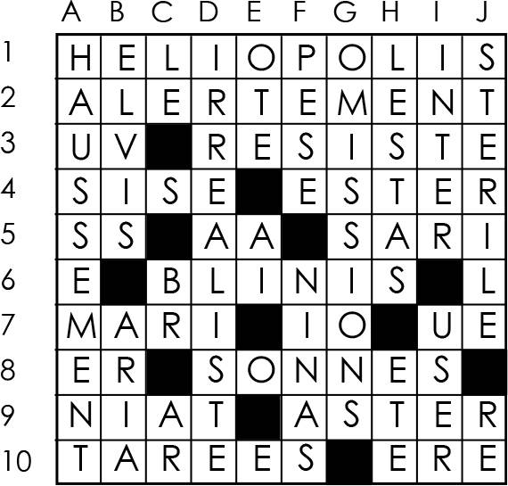 Solutions des mots croisés du précédent numéro