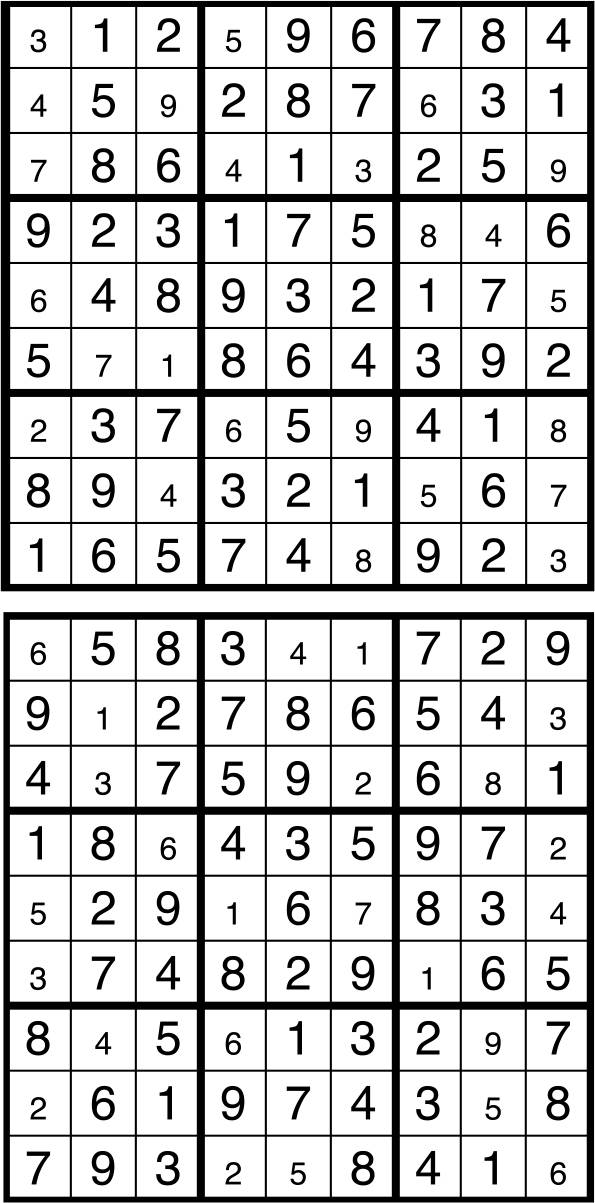 Solutions des sudokus du précédent numéro