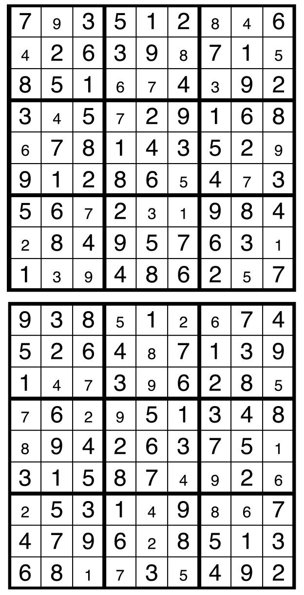 Solutions des sudokus du précédent numéro