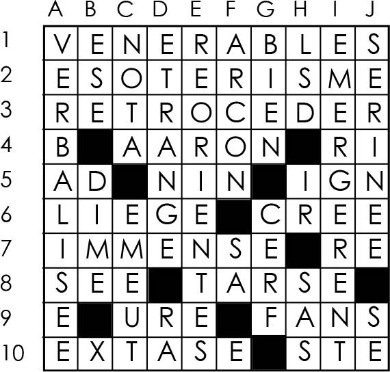 Solutions des mots croisés du précédent numéro