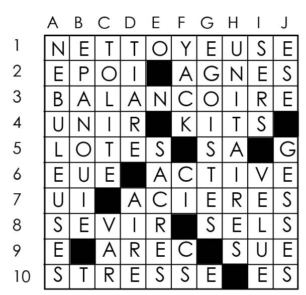 Solutions des mots croisés du précédent numéro
