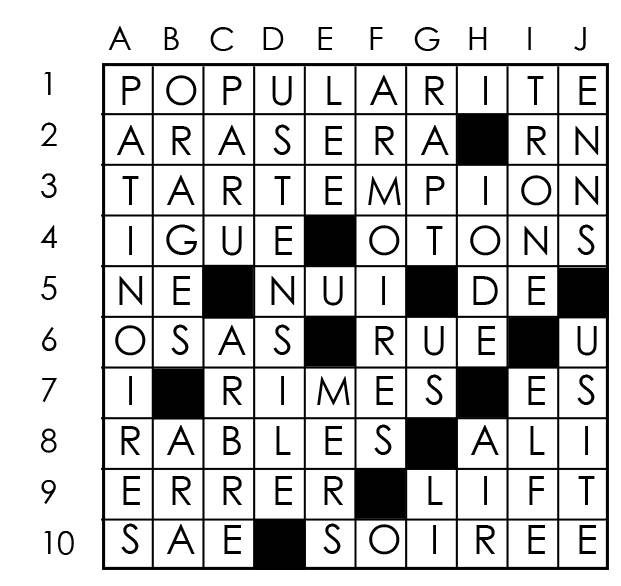 Solutions des mots croisés du précédent numéro