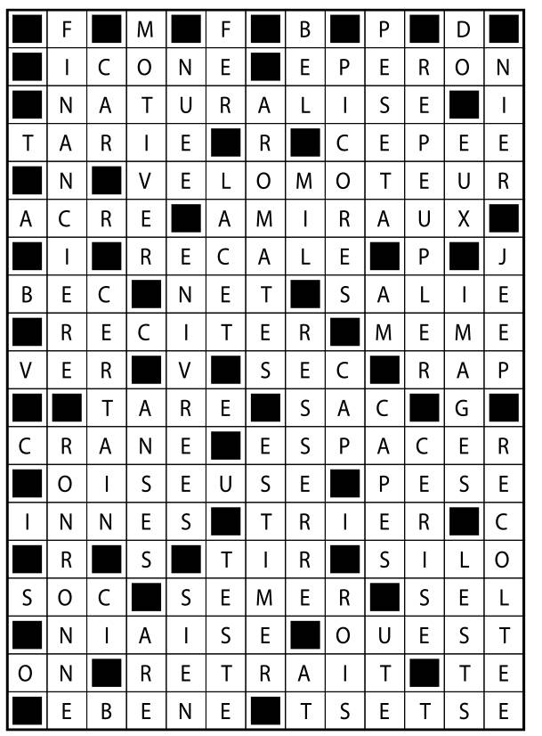 Solutions des mots fléchés du précédent numéro
