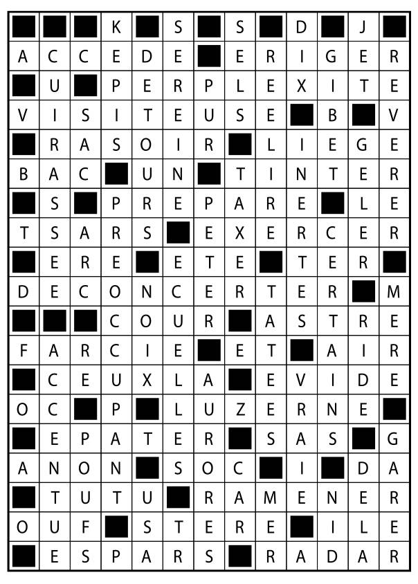 Solutions des mots fléchés du précédent numéro