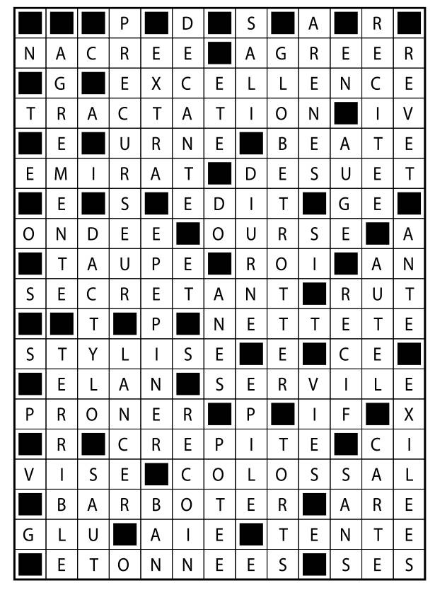 Solutions des mots fléchés du précédent numéro