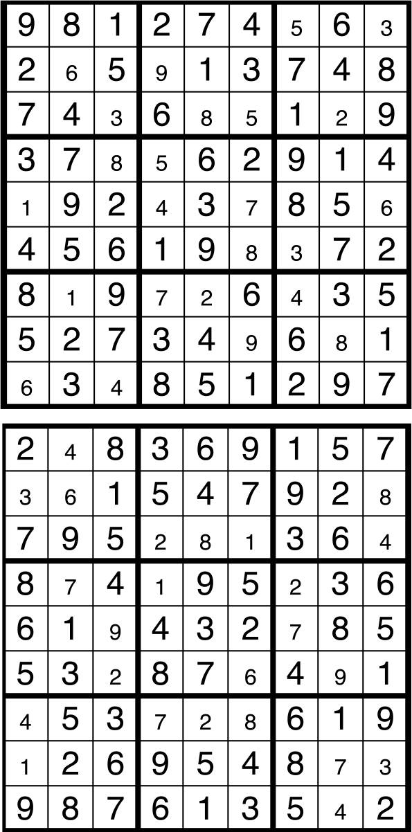 Solutions des sudokus du précédent numéro