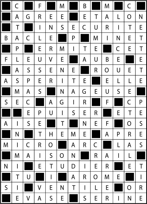 Solutions des mots fléchés du précédent numéro