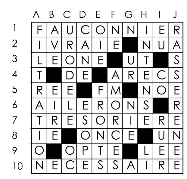 Solutions des mots croisés du précédent numéro