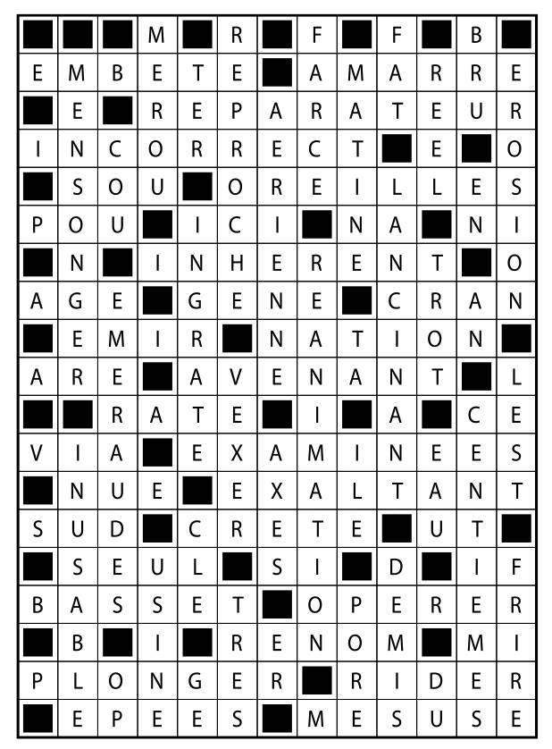 Solutions des mots fléchés du précédent numéro