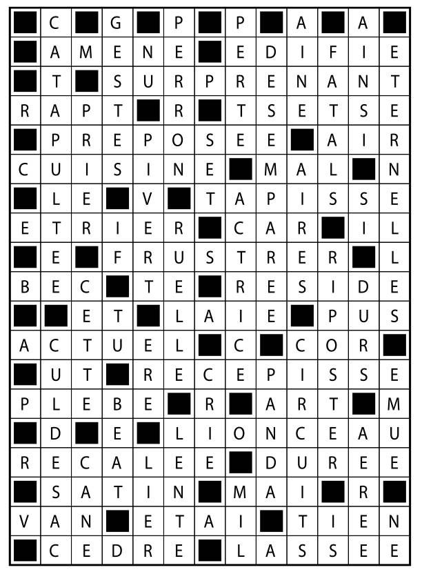 Solutions des mots fléchés du précédent numéro