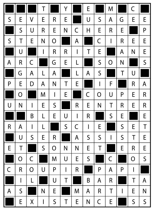 Solutions des mots fléchés du précédent numéro