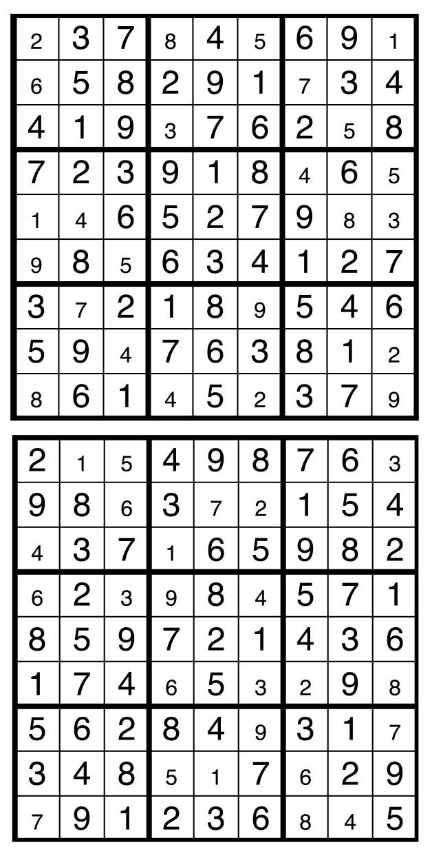 Solutions des sudokus du précédent numéro