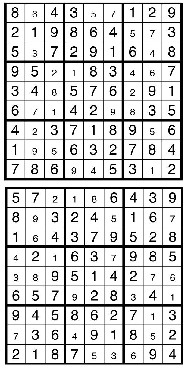 Solutions des sudokus du précédent numéro
