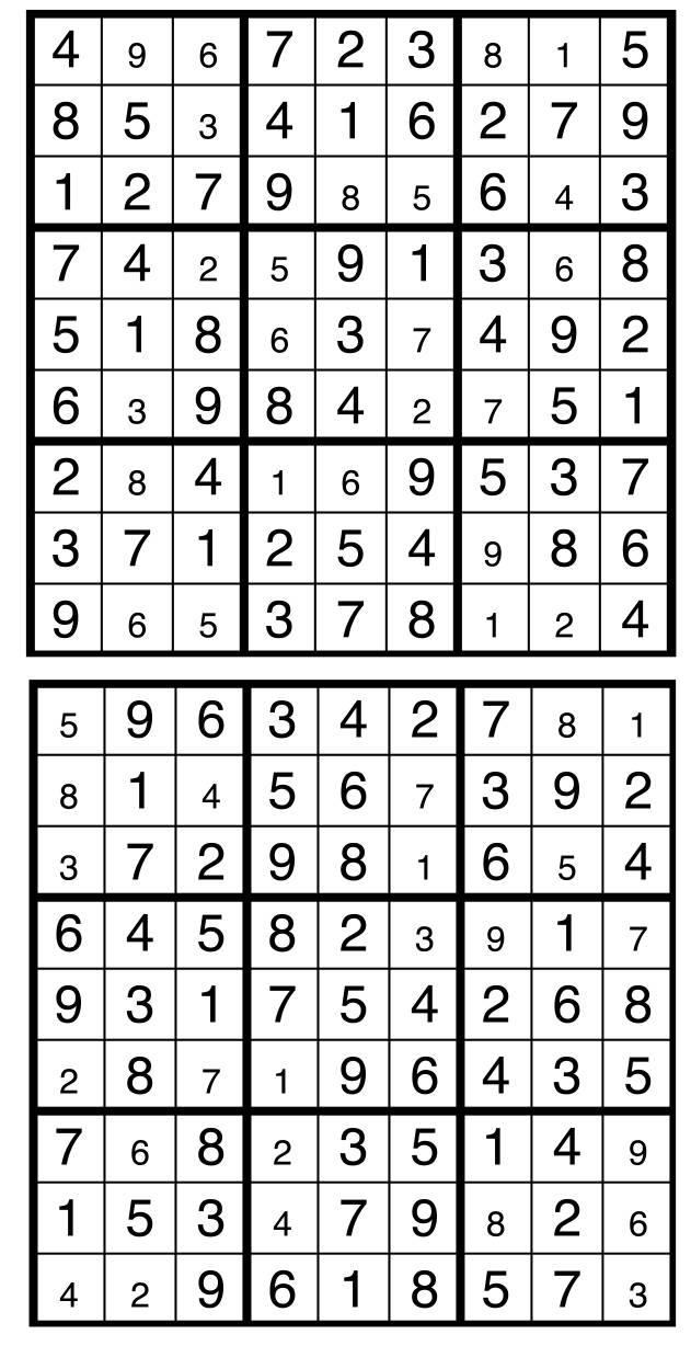 Solutions des sudokus du précédent numéro